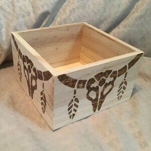 Western Boho Tray Like Box - Hand Decorated